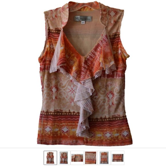 ML Melanie Lyne Women sz S Made in Canada Tank Suit Tops Blouse Career Ruffled - Picture 1 of 6